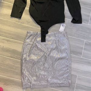 Silver sequined mini skirt
